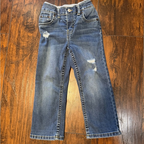 Levi’s Jeans 4T Pull On Pants Distressed Toddler Cotton Blend Medium Wash - Picture 1 of 8